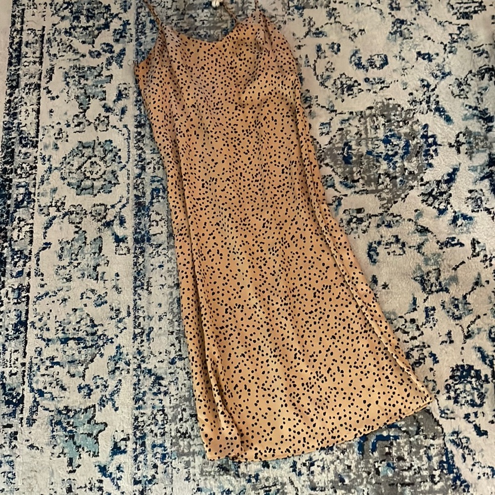 Leopard print midi slip dress